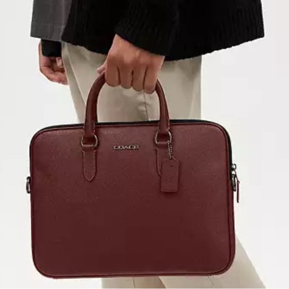 Coach Maroon Laptop Bag with Black Accents - Picture 3 of 6